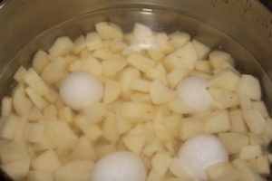 boiled potato and eggs